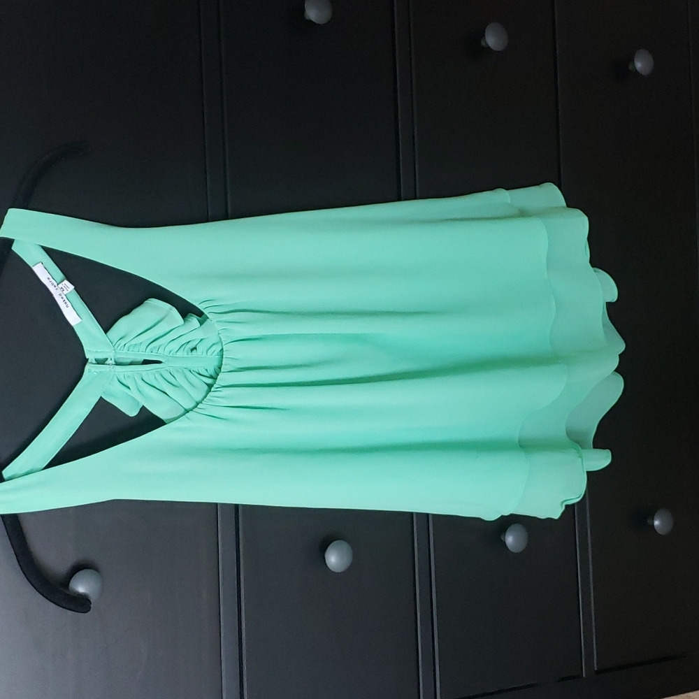 Mint Green Sleeveless Top with Ruffle Detail